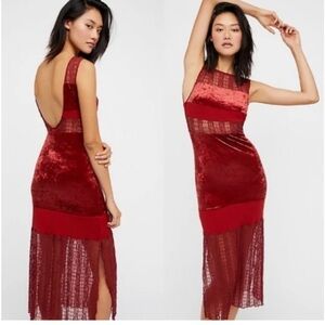 Free People Keep In Line Red Velvet dress, size s, NWOT